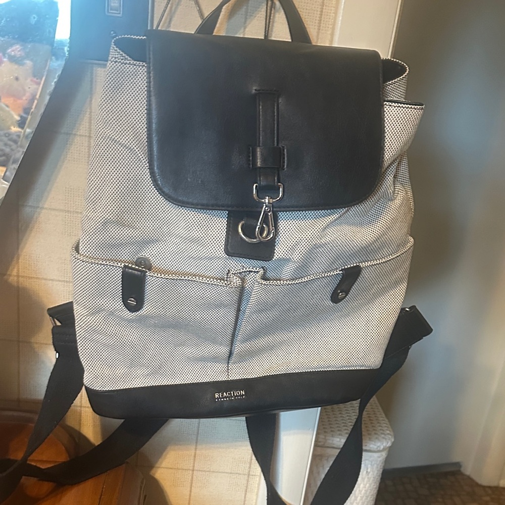 Reaction Kenneth Cole Black and Cream Backpack